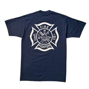 90s Vintage Fire Fighter T-shirt Single Stitch Syncrude Department Logo Crest.